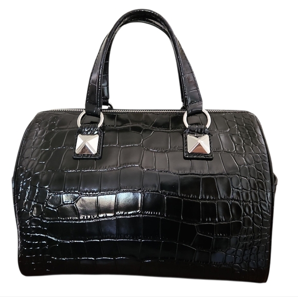 Michael Kors Grayson Crocodile Embossed Leather Satchel Black NWT - Picture 5 of 11